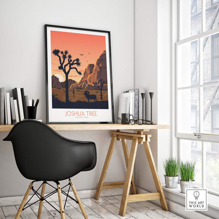 Joshua Tree National Park wall art in a modern office setting showcasing a minimalist design.