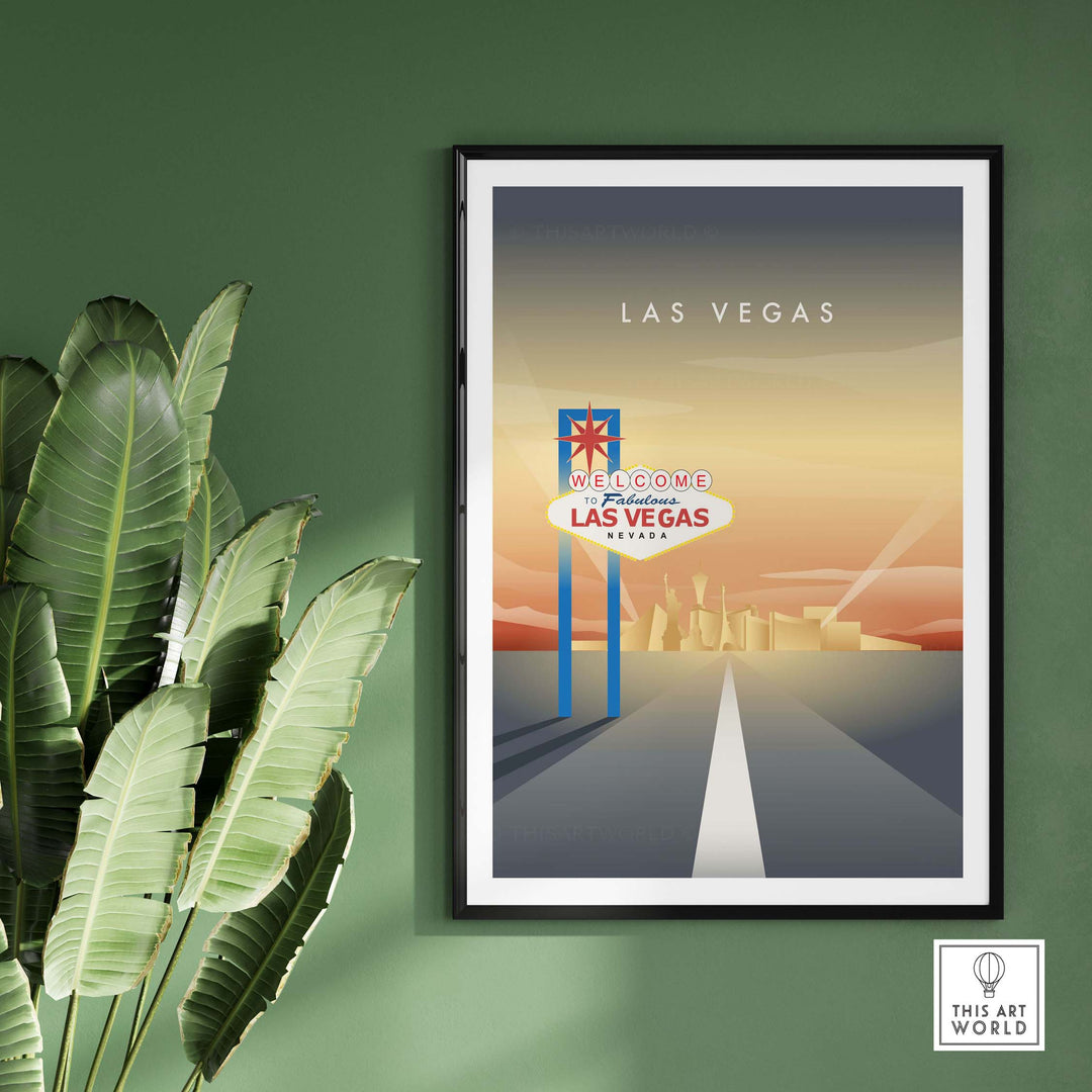Las Vegas Wall Art Poster featuring the iconic Welcome to Fabulous Las Vegas sign on a vibrant background.