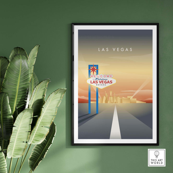 Las Vegas Wall Art Poster featuring the iconic Welcome to Fabulous Las Vegas sign on a vibrant background.
