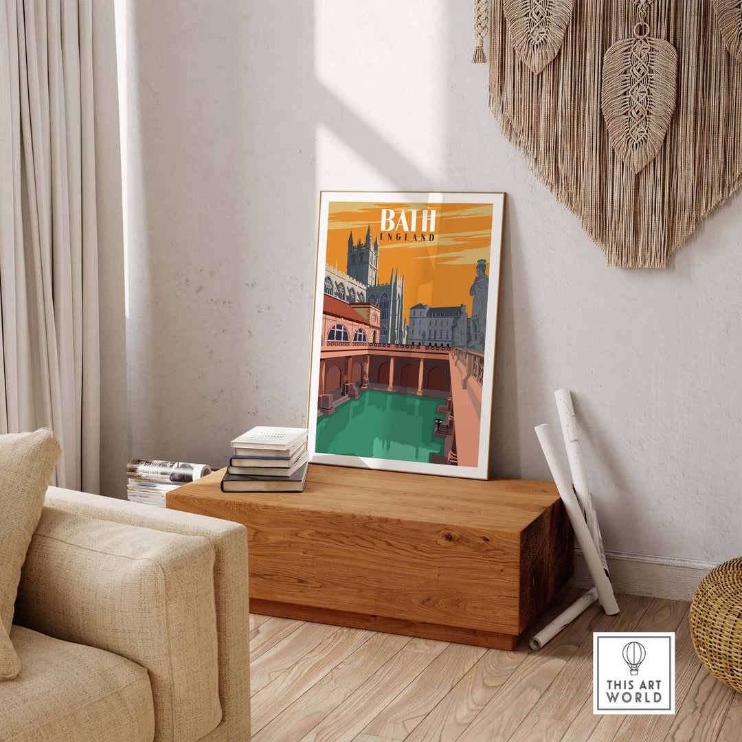 Bath England Print Wall Art displayed in a stylish interior setting, perfect for home or office decor.