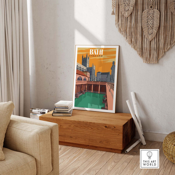 Bath England Print Wall Art displayed in a stylish interior setting, perfect for home or office decor.