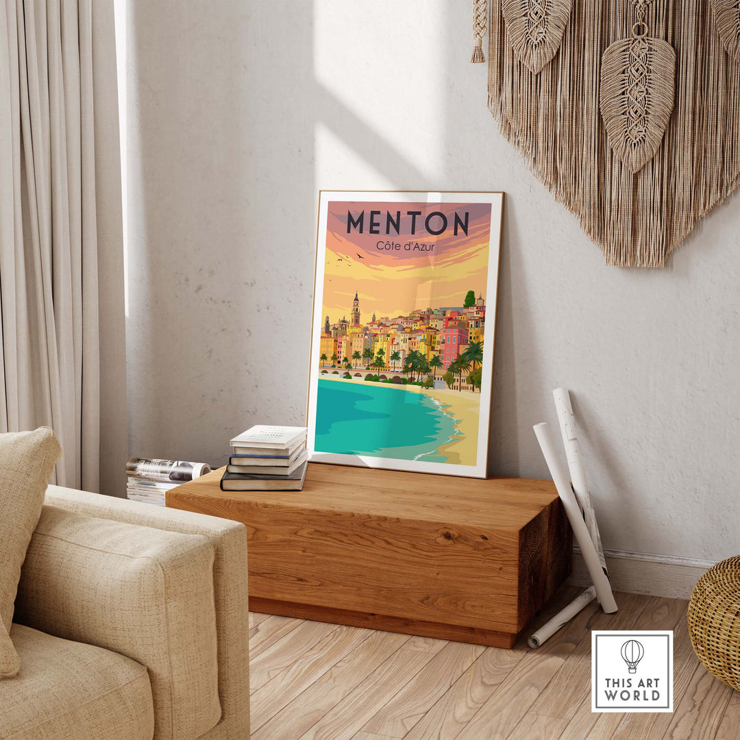 menton france print poster | vintage