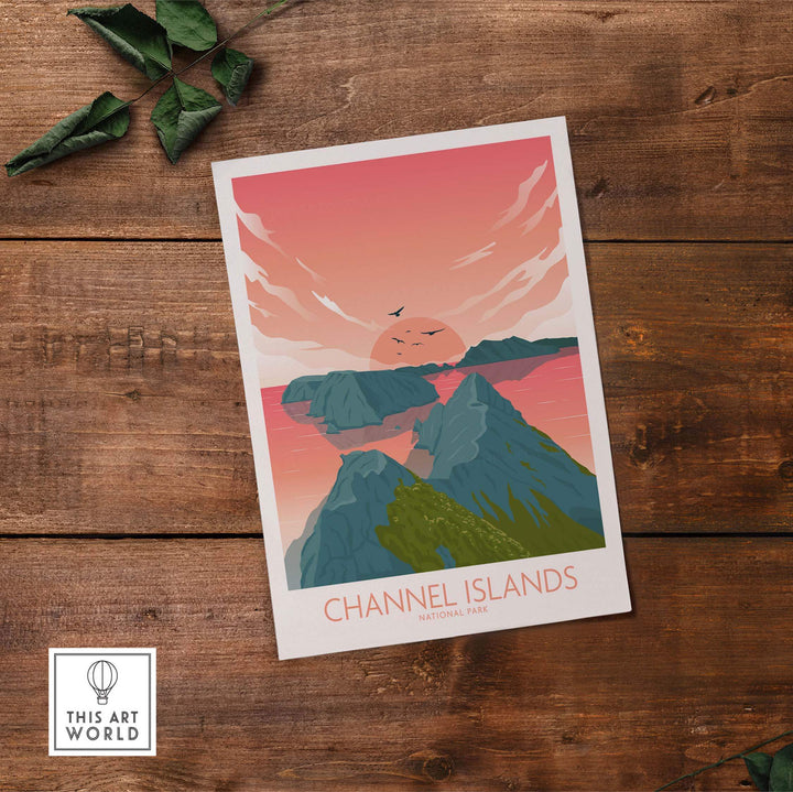 Channel Islands National Park minimalist poster featuring mountains and sunset, perfect for nature lovers and home decor.