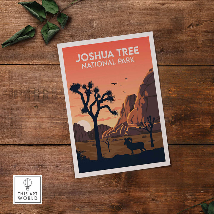 Joshua Tree National Park poster art print in minimalist style, showcasing nature and outdoor beauty.