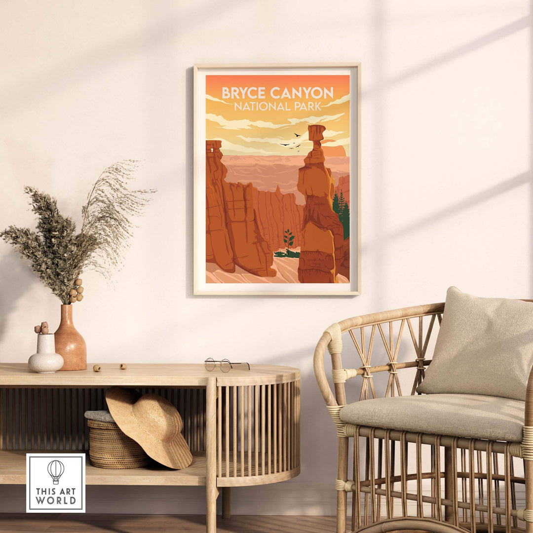 Bryce Canyon National Park poster in a minimalist frame, showcasing nature and artistic travel vibes.