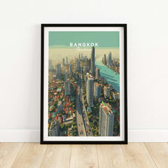 Bangkok Thailand City Skyline Poster - High-Rise Urban Landscape Print showcasing vibrant urban architecture.
