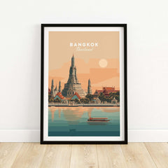 Bangkok Print Thailand Wat Arun Temple - Chao Phraya River Wall Art showcasing stunning architecture and cultural beauty.