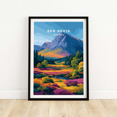 Ben Nevis Scotland Poster Autumn Mountain View - Fall Colors Wall Art showcasing vibrant autumn landscapes.