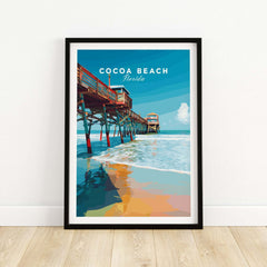 Cocoa Beach Florida Pier Print - Coastal Florida Wall Art showcasing vibrant pier and waves.
