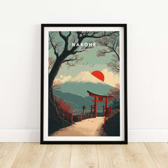 Hakone Japan Torii Gate Mount Fuji Print - Iconic Japanese Poster showcasing serene landscape art