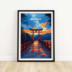 Hakone Wall Art Japan Torii Gate Sunset Reflections Poster - Vibrant Lake Ashi Print
