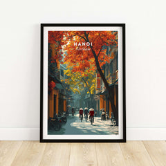 Hanoi Poster  Vietnam- Iconic City Street Print featuring vibrant colors and dynamic urban life.