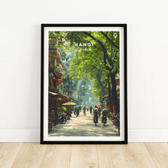 Hanoi Vietnam Poster - City Street Scene Print showcasing vibrant urban life and energy in Hanoi.