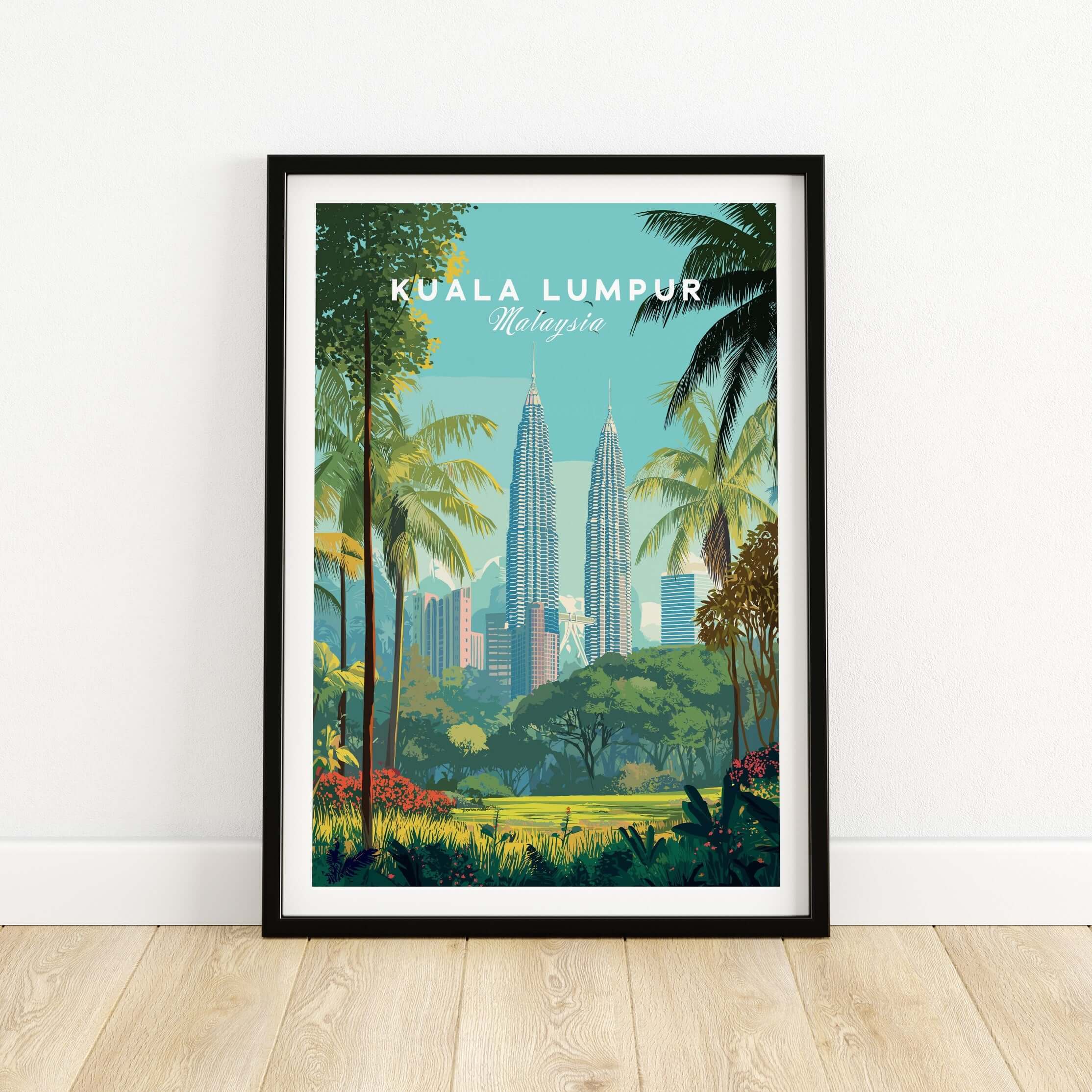 Kuala Lumpur Malaysia Petronas Towers Print - Skyscrapers & Nature Wall Art showcasing urban and natural beauty.