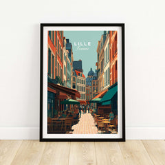 Lille France Old Town Square Poster - Charming European City Print showcasing vibrant streets and charming architecture.