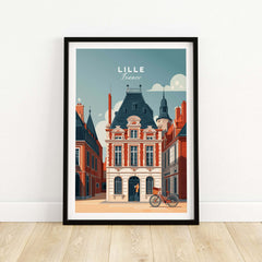 Lille France Print - Historic City Architecture Wall Art showcasing intricate details of historical buildings.