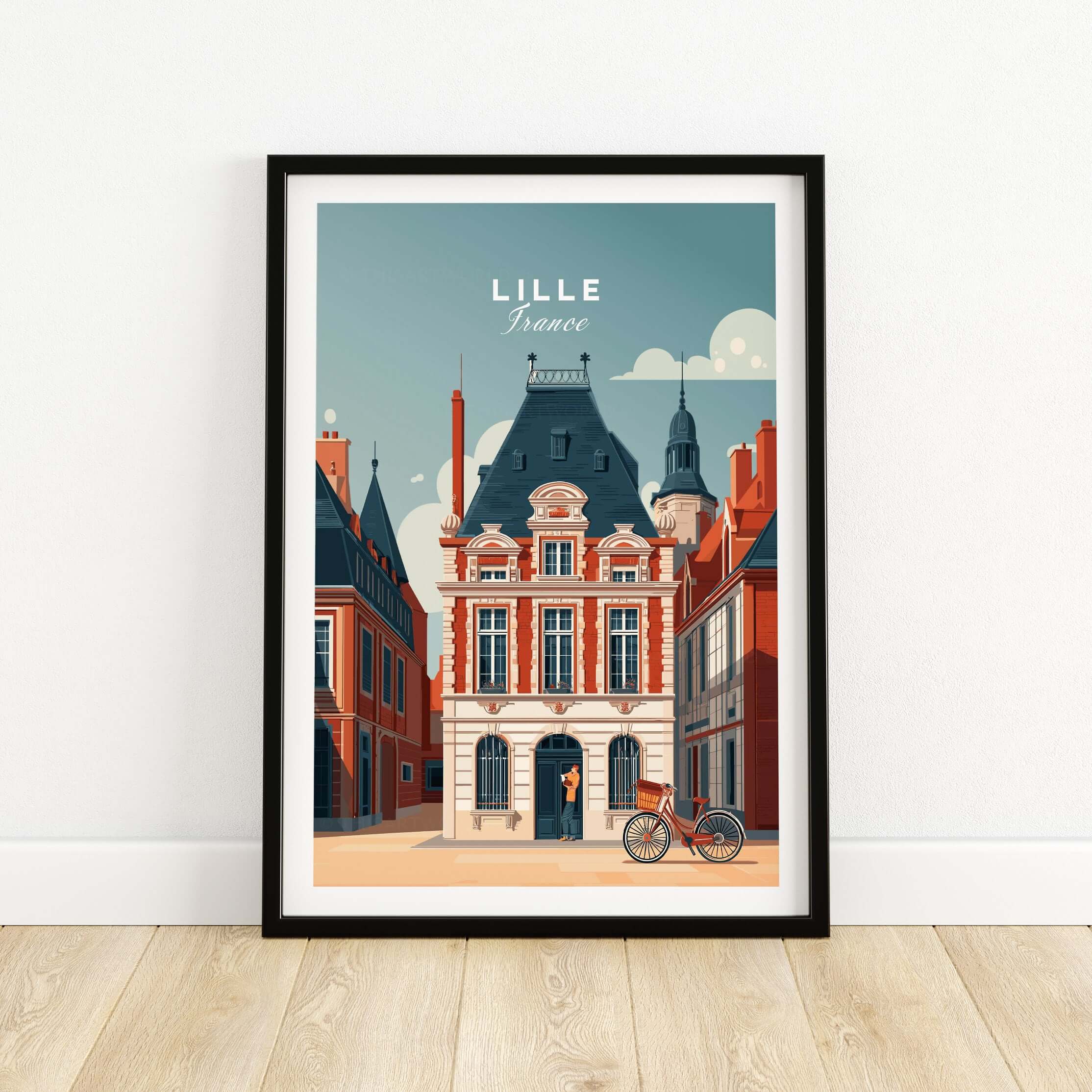Lille France Print - Historic City Architecture Wall Art showcasing intricate details of historical buildings.
