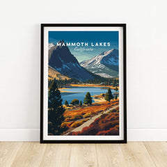 Mammoth Lakes California Mountain Trail Print - Sierra Nevada Landscape Poster framed print showcasing serene mountain scenery.