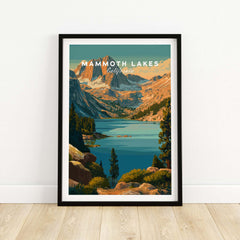 Mammoth Lakes Poster California - Rugged Mountain Wall Art showcasing stunning mountain and lake scenery.