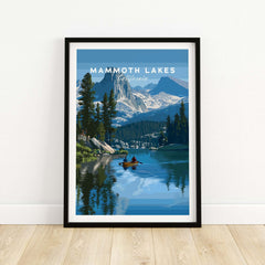 Mammoth Lakes - Mountain Adventure Wall Art showcasing a serene lake view with mountains in the background.