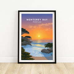 Monterey Bay California Print - Stunning Sunset Wall Art featuring a vibrant coastal sunset scene.