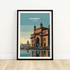 Mumbai India Gateway of India Waterfront Print - Cityscape Travel Poster featuring a vibrant cityscape and serene waters.