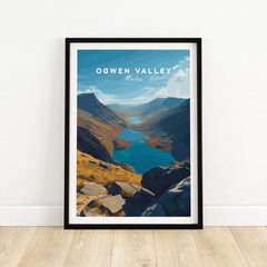 Ogwen Valley Print  Wales Mountain Lakes Landscape - Snowdonia Valley Wall Art showcasing breathtaking view