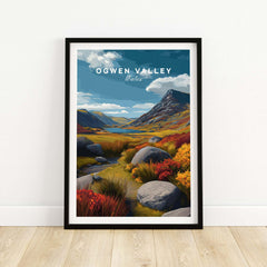 Ogwen Valley Wales Print Stream & Mountainside - Colorful Highland Landscape Poster
