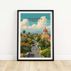 Pasadena Poster California - Cityscape Print showcasing iconic landmarks and urban views.