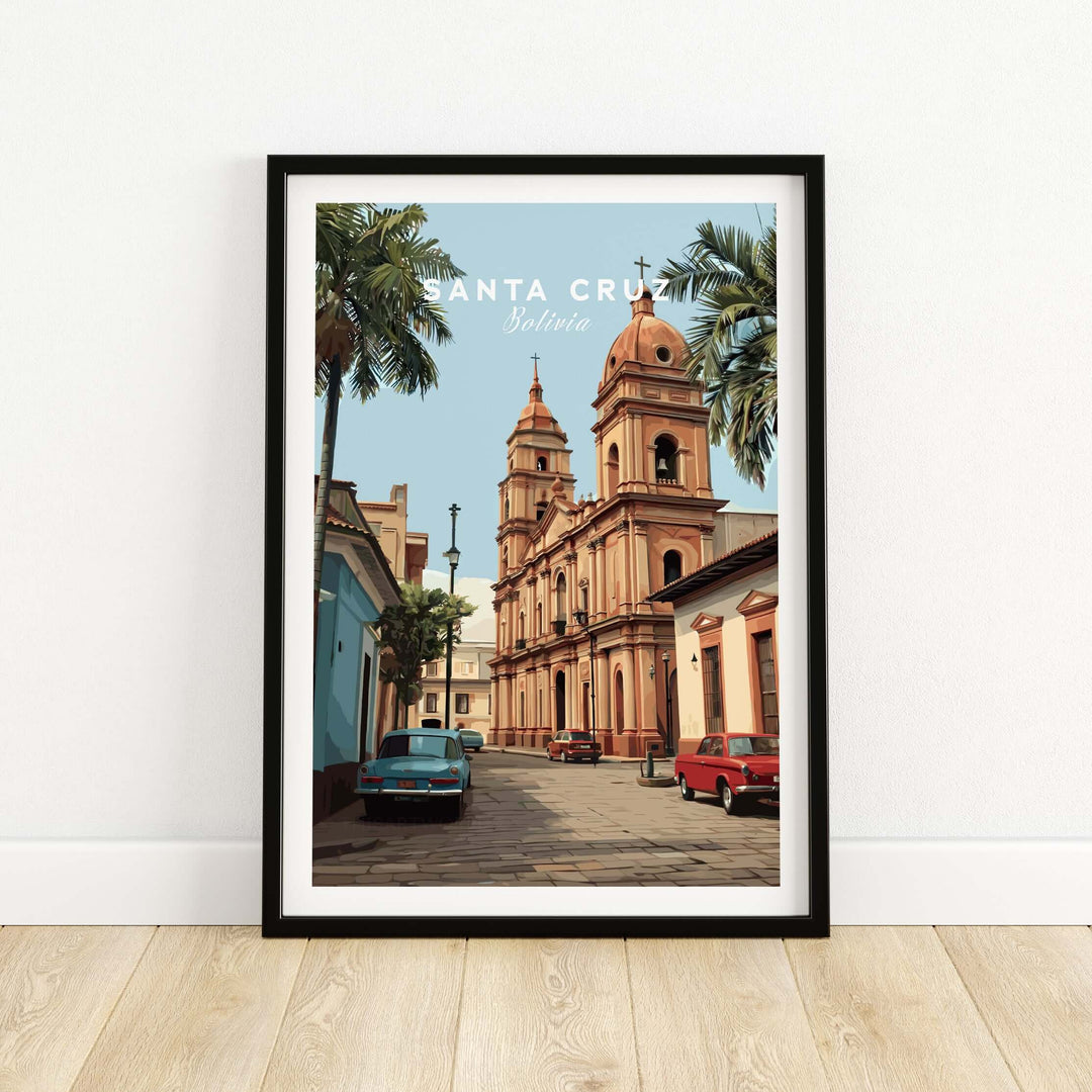 Santa Cruz South America Print | Bolivian Urban Wall Decor featuring a vibrant urban landscape.