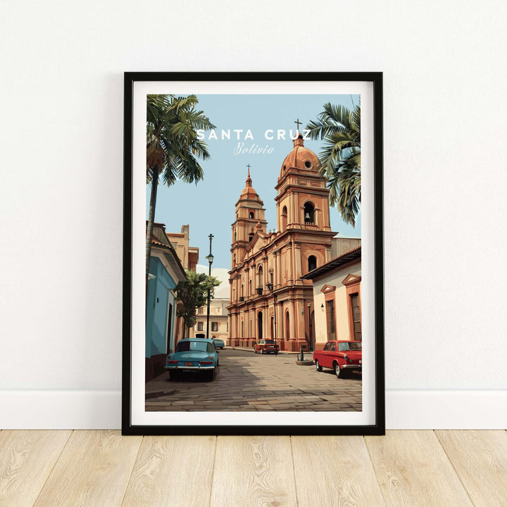 Santa Cruz South America Print | Bolivian Urban Wall Decor featuring a vibrant urban landscape.