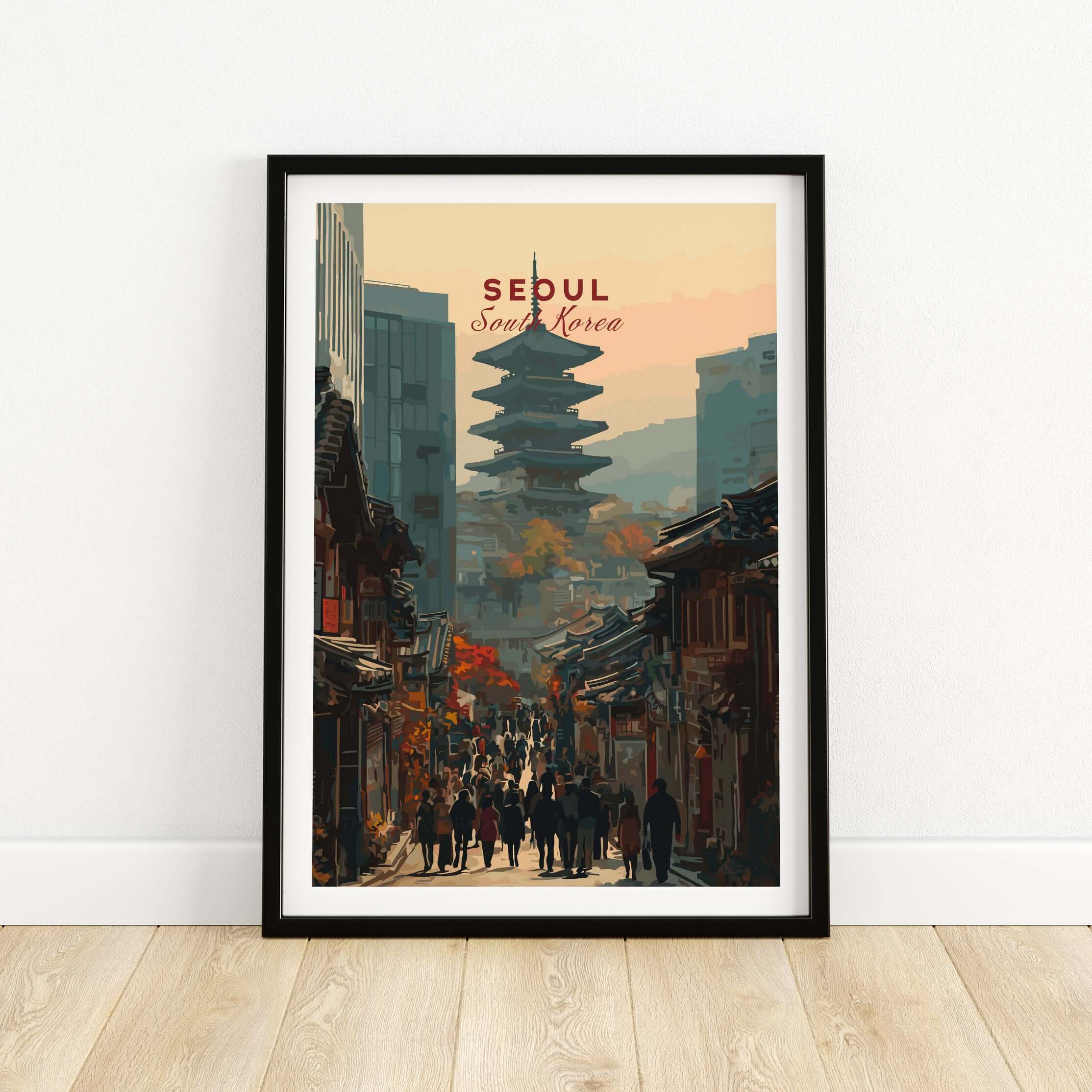Seoul South Korea Poster - Historic City Landmark Print showcasing iconic architecture and vibrant streets.