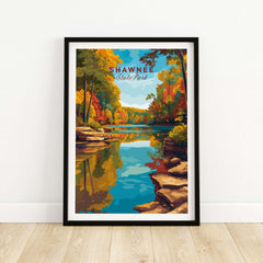 Shawnee State Park Ohio Fall Forest Lake Print - Autumn Reflections Wall Art featuring vibrant autumn foliage and lake reflections.