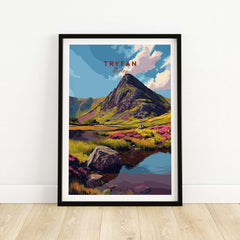 Tryfan Wales Mountain Landscape Print - Snowdonia Valley Wall Art framed print showcasing the stunning Tryfan mountain.