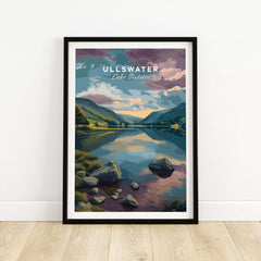 Ullswater Lake District Sunset Reflection Print - Cumbria Lakeside Wall Art showcasing calming mountains and tranquil waters.