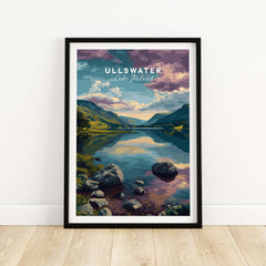 Ullswater Lake District Mountain View Reflection Print - Serene Lake Wall Art showcasing tranquil lake and mountains.