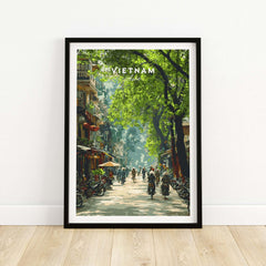Vietnam Wall Art Poster showcasing iconic street scene in vibrant Vietnam, perfect for home decor lovers.