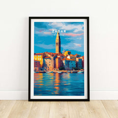 Zadar Poster | Croatian Travel Wall Art featuring the coastal scenery of Zadar, Croatia in vibrant colors.