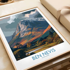 Ben Nevis Scotland Cloudy Peak Landscape Print - Scottish Artwork Gift
