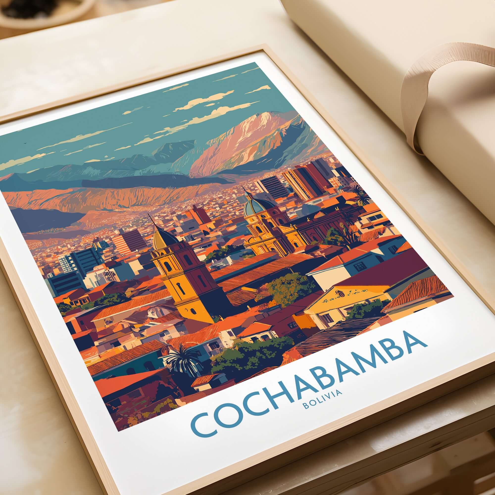 Cochabamba Bolivia Downtown Bolivia Wall Art - City & Mountain View Print