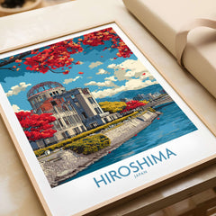 Hiroshima Japan Genbaku Dome Poster - Historic Landmark Decor showcasing the iconic landmark and vibrant autumn colors.