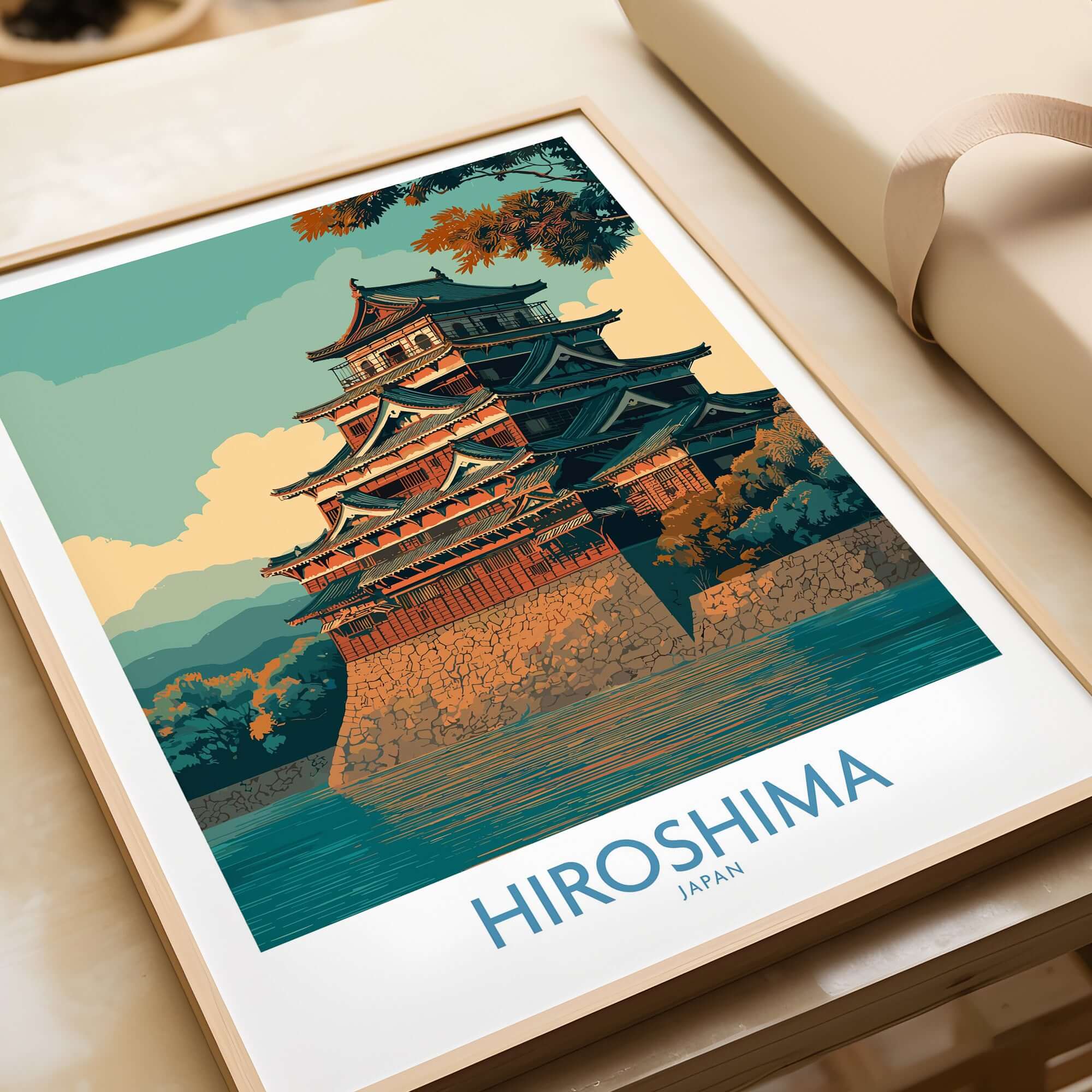Hiroshima Japan Wall Art - Traditional Landmark Decor showcasing iconic architecture and cultural heritage.