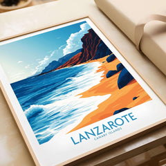 Lanzarote Canary Islands Spain Print featuring serene beach and vibrant landscape