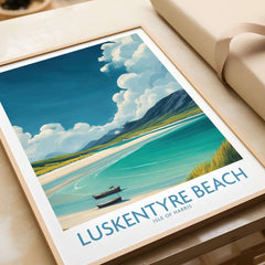 Luskentyre Beach Isle of Harris Wall Art - Remote Island Travel Print showcasing serene coastal beauty.