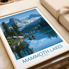 Mammoth Lakes Wal Art - California Travel Print showcasing serene mountain scenery with a tranquil lake.