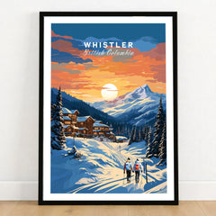 Whistler Poster in a black wooden frame leaning against a white wall on a light wooden floor