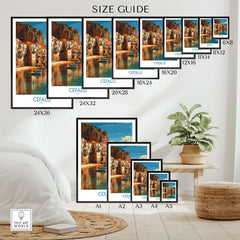 Cefalù Italy Wall Art - Picturesque Italian Town Decor Size Guide for different dimensions and styles