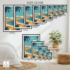 Hurghada Egypt Red Sea Beach Print - Tropical Resort Wall Art size guide with various frame sizes displayed