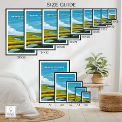 Size guide for Orkney Islands Standing Stones Print - Scotland Ancient Landmark Wall Art in various dimensions.