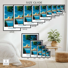 Peninsula State Park Wisconsin Vibrant Trees Landscape Print - Wisconsin Nature Decor size guide featuring various frame sizes.